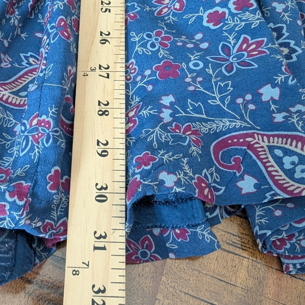 Vtg 90s Liz Claiborne Midi Skirt Blue Paisley Floral Rayon Sz 12 *NEEDS REPAIR - Picture 8 of 9